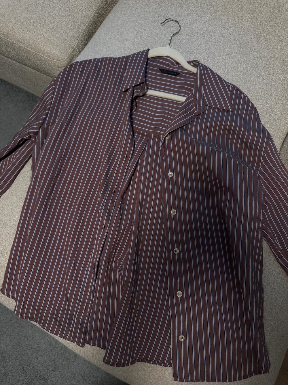 Zara Brown Striped Button-Down Shirt